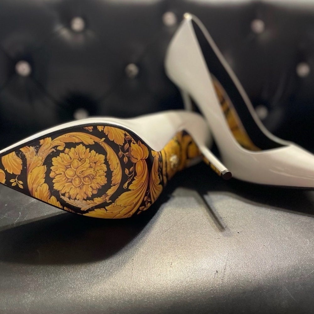 Versace White Pointed Toe Heels - image 5